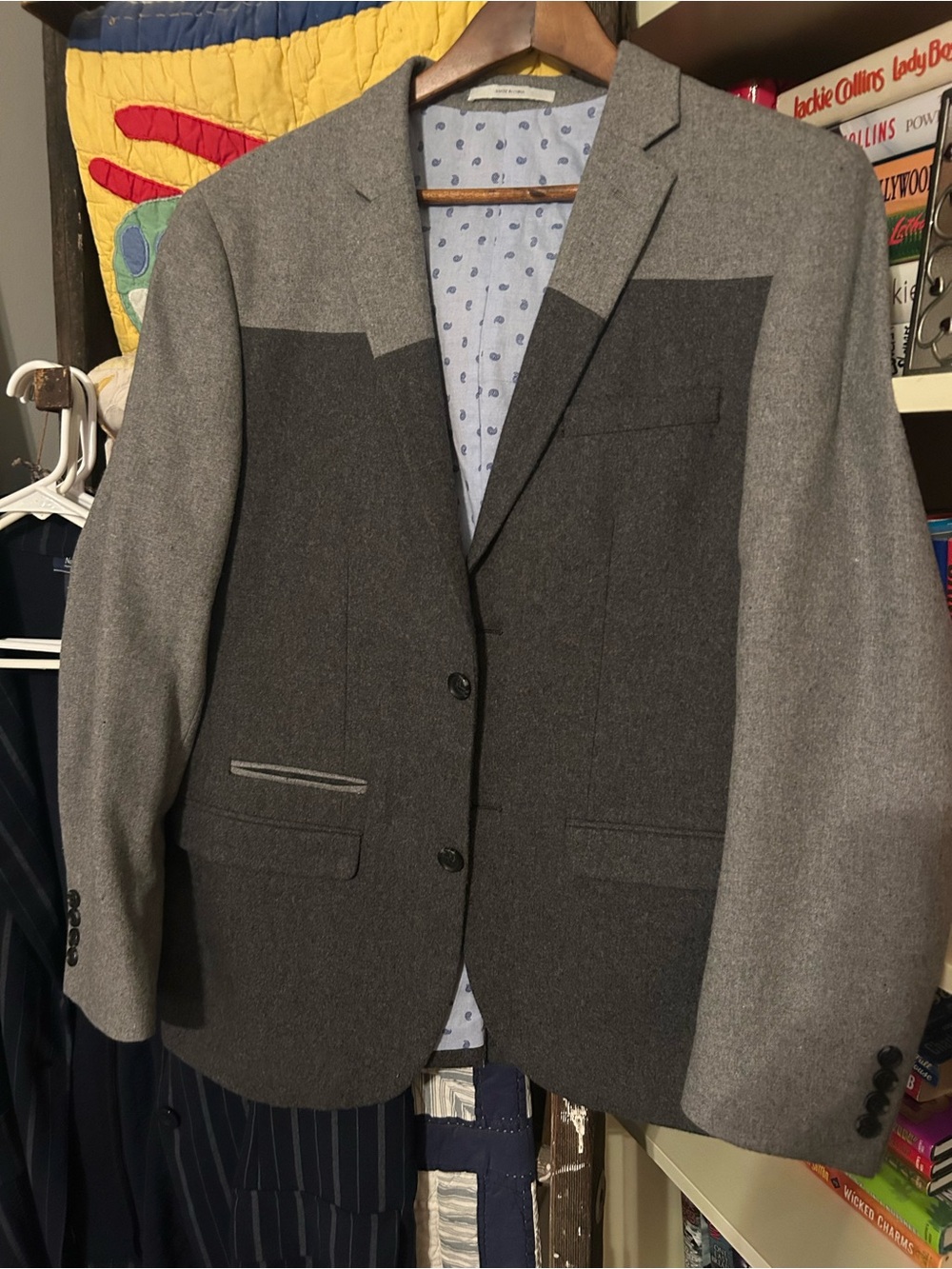 WD.NY Men's Two-Tone Gray Wool-Blend Sport Coat